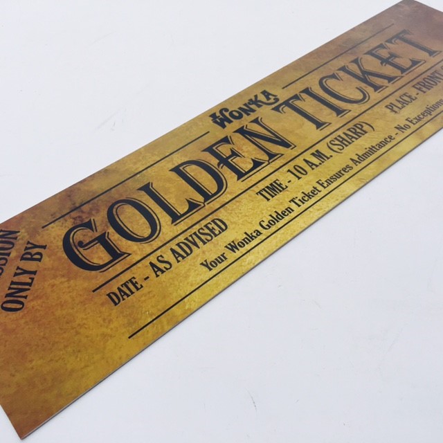 SIGN, Willy Wonka - Golden Ticket 87 x 25cm